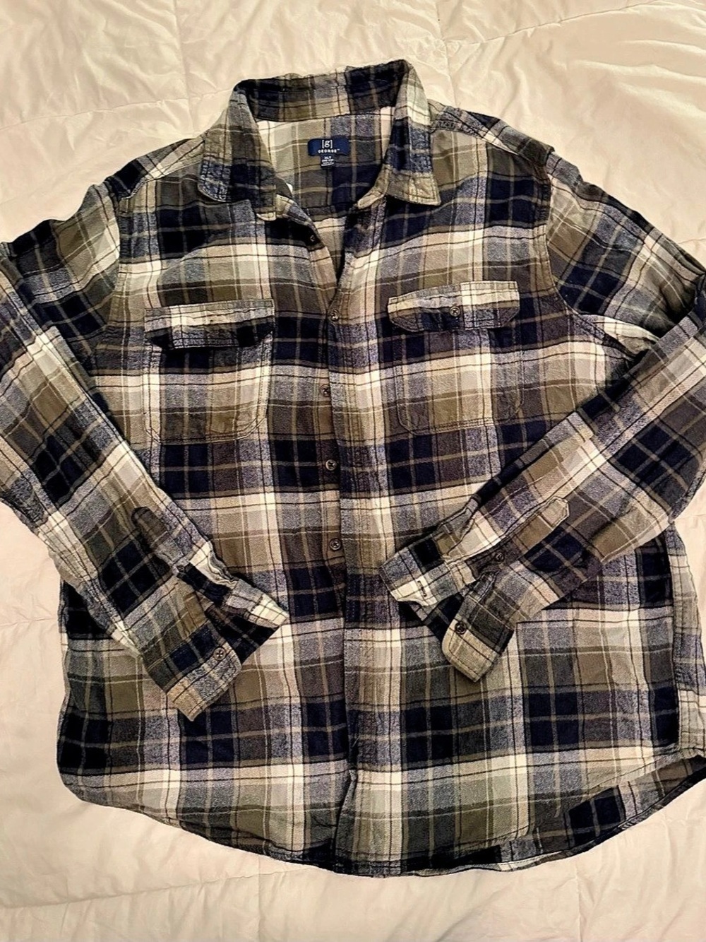 George Plaid Button Down Shirt Size Medium